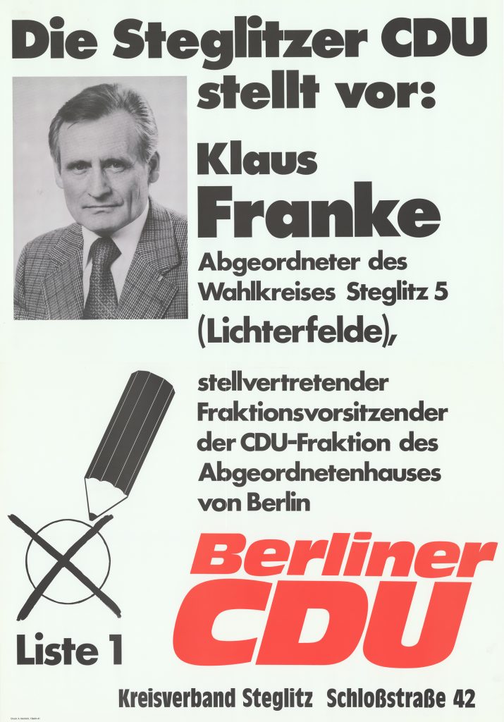 Klaus Franke auf einem Wahlplakat der Berliner CDU.